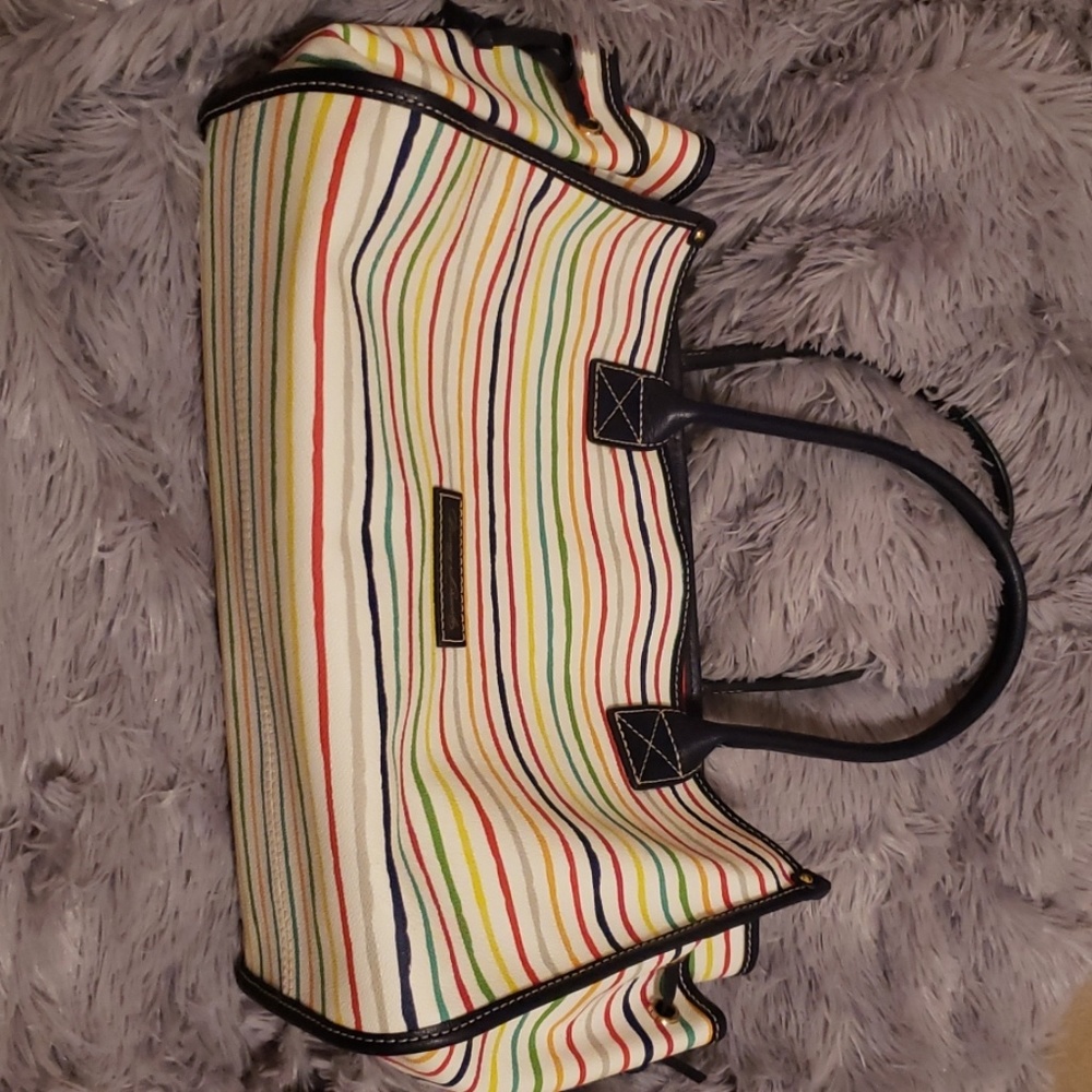 Dooney & Bourke watercolor striped canvas tote ECU